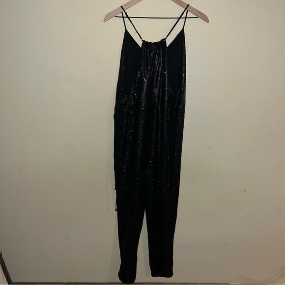 FREE PEOPLE all black slouchy sequin jumpsuit S - Picture 8 of 8